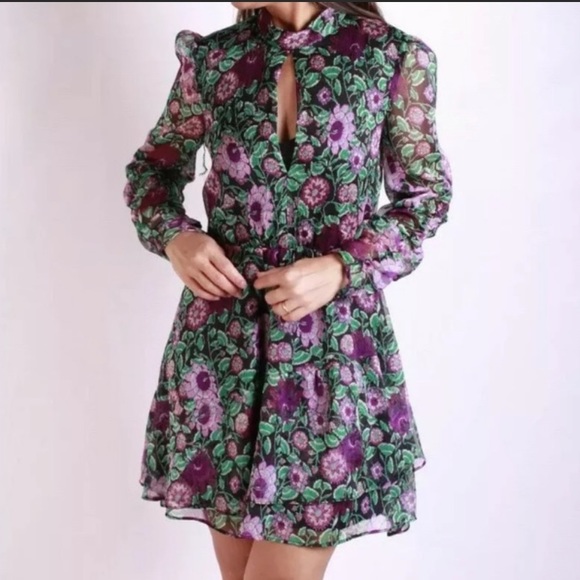 ZARA FLORAL LONG SLEEVE DRESS - Picture 5 of 16